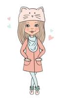 Fashionable beautiful girls vector. Casual girls in winter clothes. vector