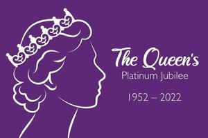 The Queen's Platinum Jubilee celebration banner with side profile of Queen Elizabeth in crown 70 years. Ideal design for banners, flayers, social media, stickers, greeting cards.