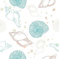 Sea shell seamless pattern line art