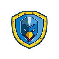 Blue Chicken Mohawk Shield Icon vector