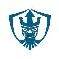 skull of neptune beard shield vector