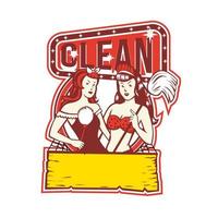 Twin Cleaners Clean 1950s Retro vector