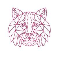 Lynx Bobcat Head Mono Line vector