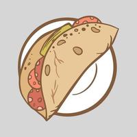 pan italiano piadina. Ilustración de vector colorido aislado sobre fondo blanco.