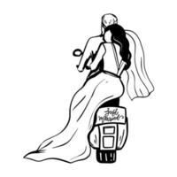 Just married moto vector outline illustration. Great design for any purposes. Happy family banner design.