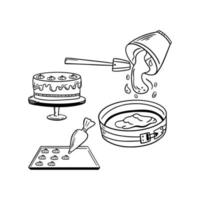 Cake cooking graphic illustration. Vector drawing. Abstract cartoon design.