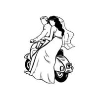 Just married moto vector outline illustration. Great design for any purposes. Happy family banner design.