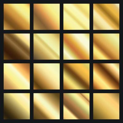 Set 16 pcs. golden metallic backgrounds with highlights - Vector