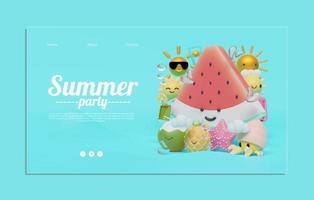 plantilla de página web de verano con ilustración de sandía vector