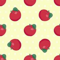 Apple background. Vector illustration. Seamless pattern with red apples and leaves