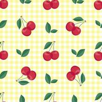 Seamless red cherry pattern design, flat cherry pattern template vector