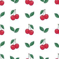 Seamless red cherry pattern design, flat cherry pattern template vector