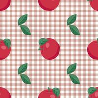 Apple background. Vector illustration. Seamless pattern with red apples and leaves