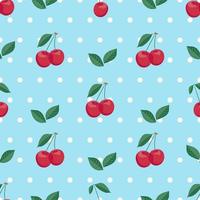 Seamless red cherry pattern design, flat cherry pattern template vector