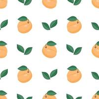 Seamless pattern with apricots and leaves. Modern apricot pattern. vector