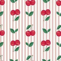 Seamless red cherry pattern design, flat cherry pattern template vector