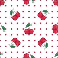 Seamless red cherry pattern design, flat cherry pattern template vector