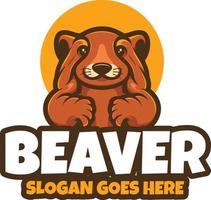 Beaver logo mascot cartoon illustrations vector