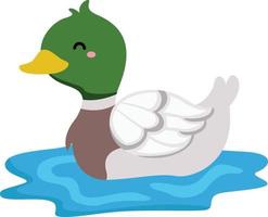 Happy duck in the pond vector