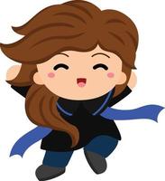 Happy jumping girl with graduation cape vector