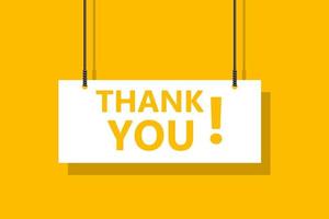 Thank you hanging sign on yellow background for business, marketing, flyers, banners, presentations and posters. illustration