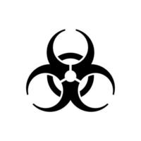 señal de peligro de contaminación biológica. símbolo negro de intoxicación con microbios y fluidos químicos. armas de destrucción masiva y propagación de epidemias vector