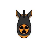 Flying pixel nuclear bomb. Radioactive thermonuclear weapon with powerful destruction and toxic pollution. Neutron projectile that causes radiation damage vector