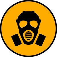 Black gas mask in circle sign. Symbol of danger of toxic and radiation contamination. Working conditions requiring mandatory wearing of vector respirator.