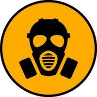 Black gas mask in circle sign. Symbol of danger of toxic and radiation contamination. Working conditions requiring mandatory wearing of vector respirator.