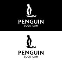 lindo pingüino pájaro de hielo polar para mascota de dibujos animados retro vintage diseño de logotipo de empresa de tecnología digital vector