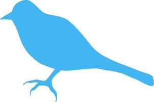 Blue silhouette of a bird on white background. Vector image.