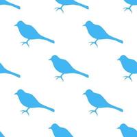 Seamless pattern with interesting blue birds on white background for fabric, textile, clothes, tablecloth and other things. Vector image.