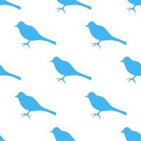 Seamless pattern with interesting blue birds on white background for fabric, textile, clothes, tablecloth and other things. Vector image.