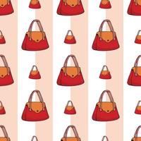 Seamless background of women's red bags. Isolated handbags isolated on white vector