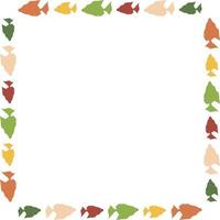 Square frame with colored fish on white background. Vector image.