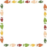 Square frame with colored fish on white background. Vector image.