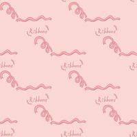 Ribbons on pink background. Seamless background. Endless pattern. Vector image.