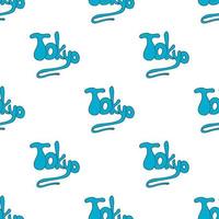 Seamless pattern with text Tokyo on white background. Vector image.