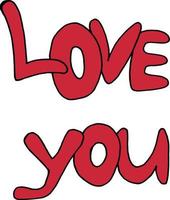 Text LOVE YOU on white background. Vector image.