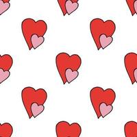 Seamless background with two hearts. Endless pattern on white background for your design. vector