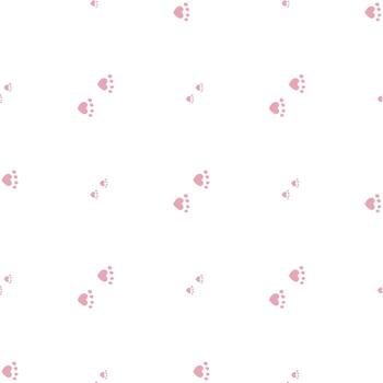 Seamless background with pink cat tracks. Endless pattern on white background for your design. vector