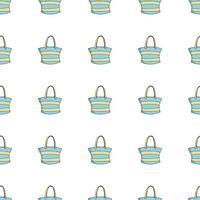 Seamless background of women's blue bags on white background. Isolated handbags isolated on white vector