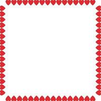 Square frame of vector red hearts on white background. Inspirations by love. Isolated frame for your design.