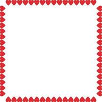 Square frame of vector red hearts on white background. Inspirations by love. Isolated frame for your design.