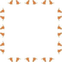 Square frame with interesting orange cats on white background. Vector image.
