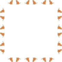 Square frame with interesting orange cats on white background. Vector image.