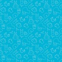 Seamless pattern with light blue clothes on blue background. Vector image.