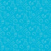 Seamless pattern with light blue clothes on blue background. Vector image.