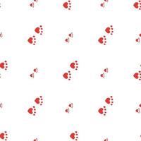 Seamless background with red cat tracks. Endless pattern on white background for your design. vector