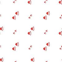 Seamless background with red cat tracks. Endless pattern on white background for your design. vector